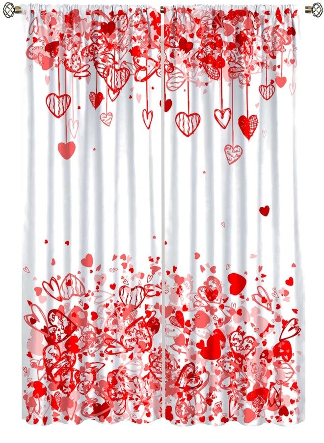 Kurtect Valentines Curtain,Pink Red Heart Abstract Art Girl Women Window Treatment Curtains for Bedroom Cafe Dining Room Office Living Room Kitchen Drapes, 42x45 in - Image 1